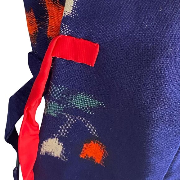 Vtg AI Kimono Jacket Womens Medium Navy Blue Red Floral Print Yukata Robe Japan - Picture 6 of 9